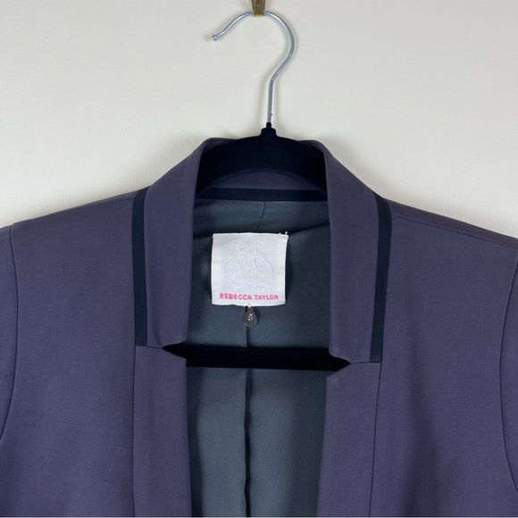 Rebecca Taylor Open Front Silk Blend Peplum Blazer with Zipper Waist Details - Picture 8 of 16